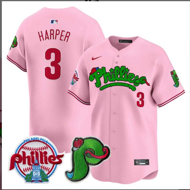 Men Philadelphia Phillies #3 Harper Pink Limited 2024 MLB Nike jersey->indianapolis colts->NFL Jersey